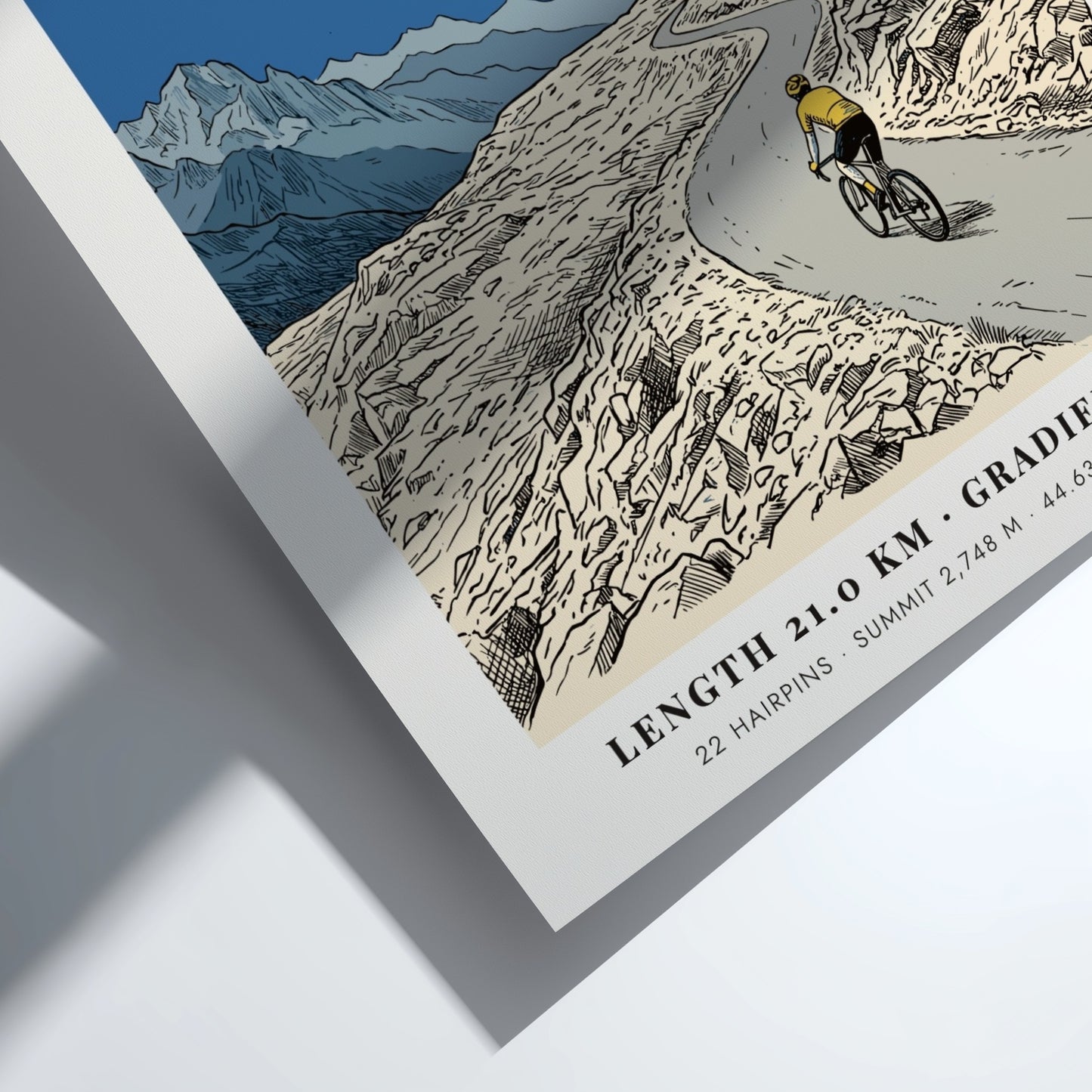 Poster of a cyclist climbing the Passo Dello Agnello in the Italian Alps
