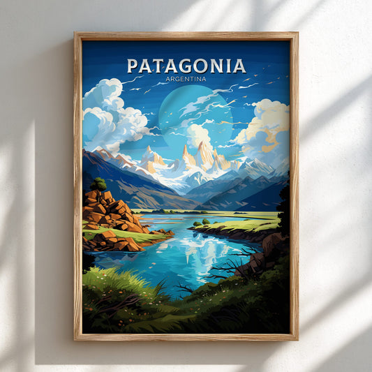 Patagonia Argentina Travel poster - Light frame