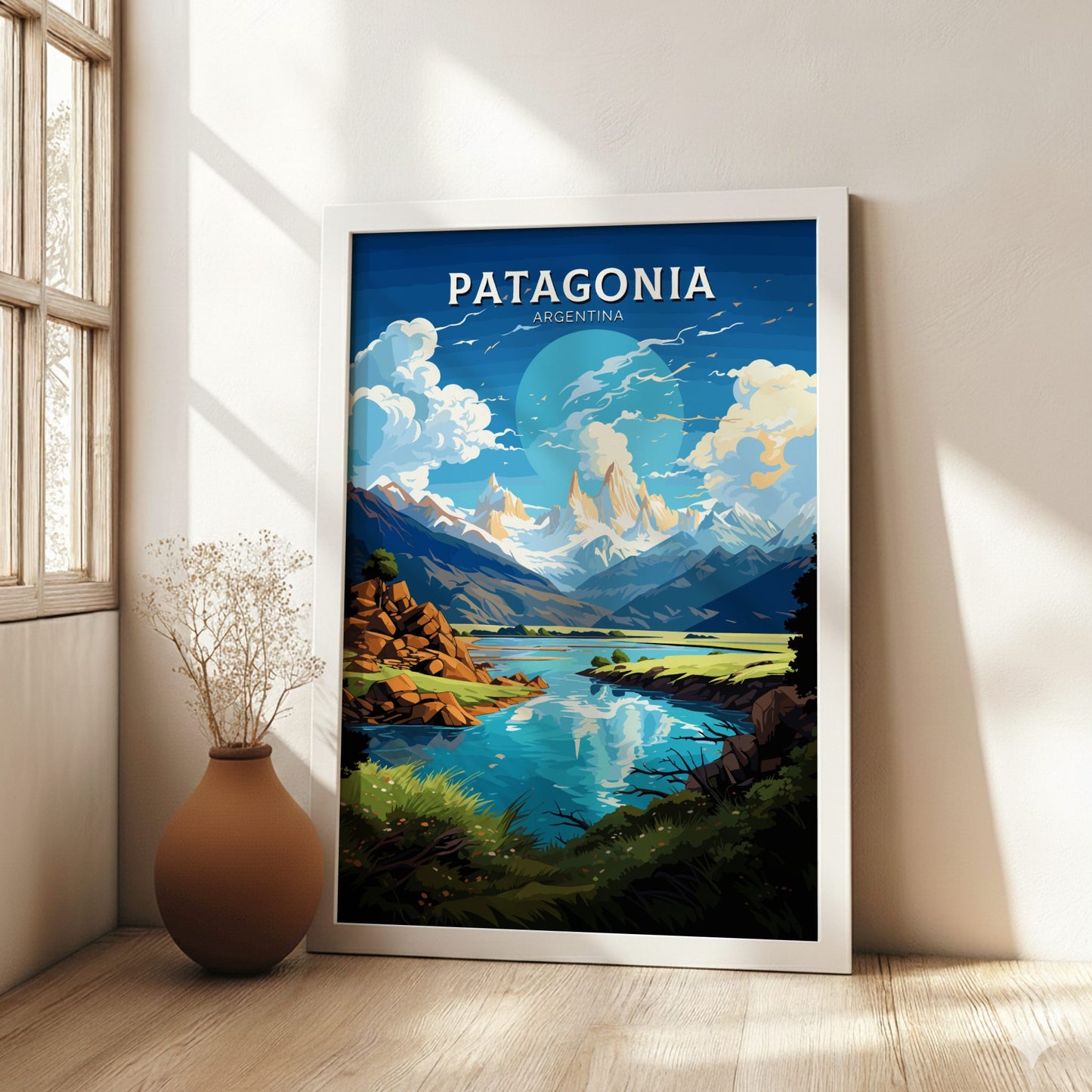 Patagonia Argentina Travel poster - White frame