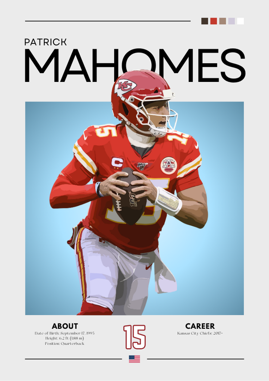 Affiche de Patrick Mahomes – Impression MVP des Kansas City Chiefs