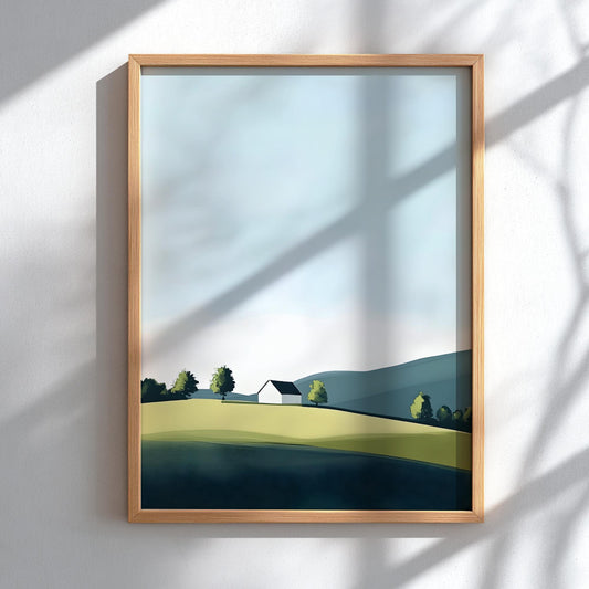 Serene Heights Modern Art - The Peaceful Green Hills Wall Print
