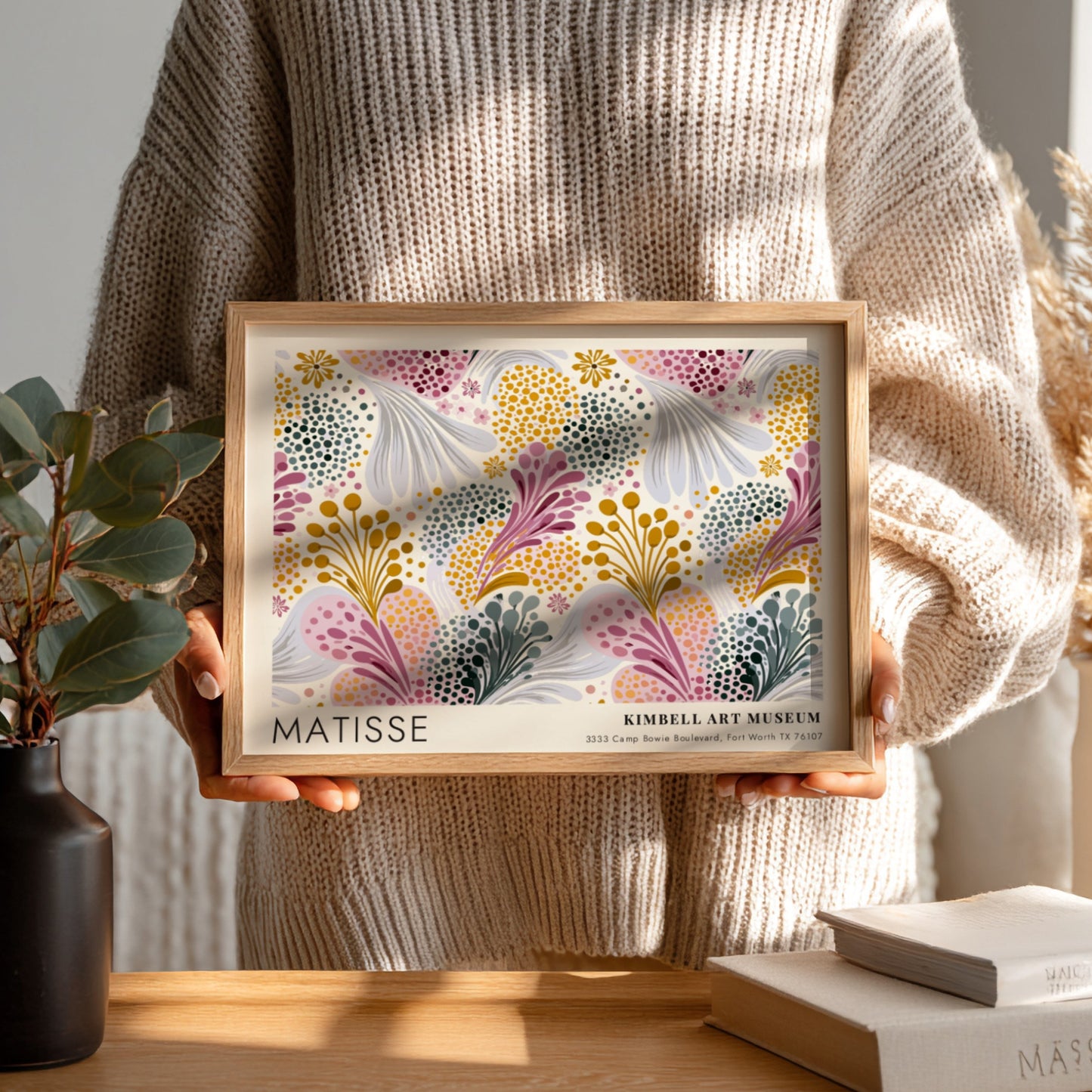 Henri Matisse poster featuring peonies and golden botanicals in vibrant colors