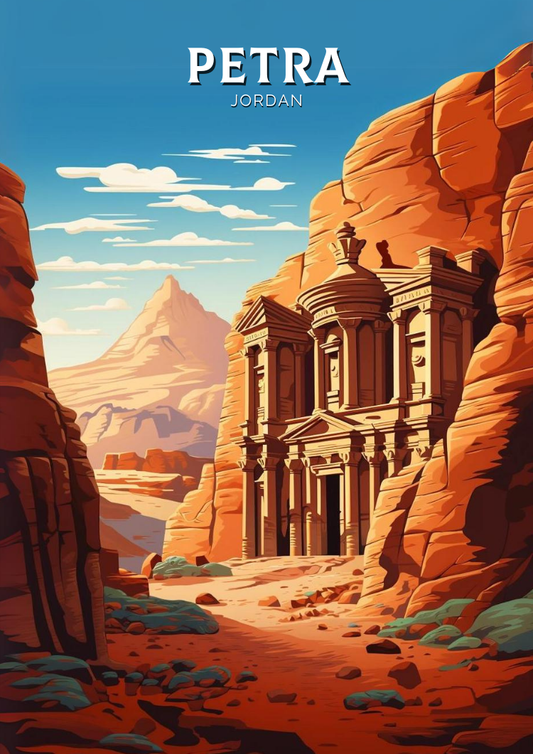 Impression de voyage à Pétra - Œuvre d'art vintage
