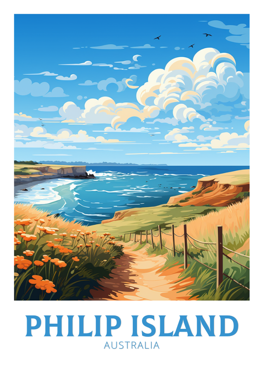 Affiche de voyage de Philip Island - Wallart Australia