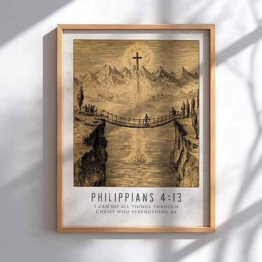 Philippians 4:13 Scripture Print - "Strengthens Me" Wall Art