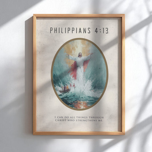Philippians 4:13 Scripture Art - "Through Christ" Wall Print