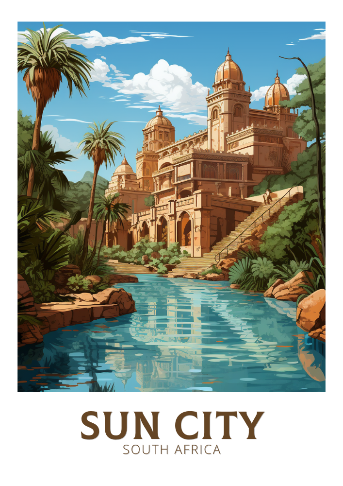 Sun City Travel Poster - Retro SA Art
