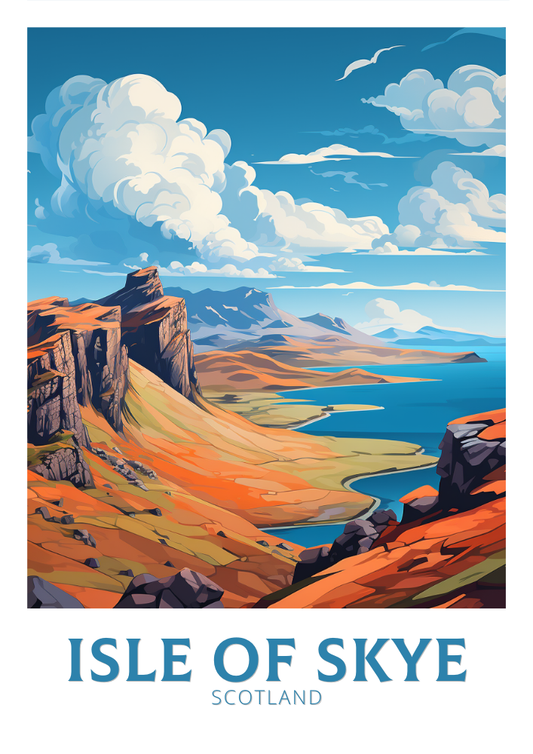 Affiche de voyage sur l'île de Skye - Écosse