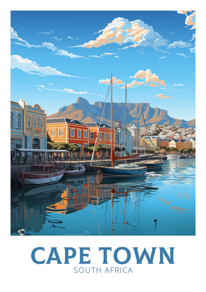 Cape Town Retro Poster - Table Mountain Art