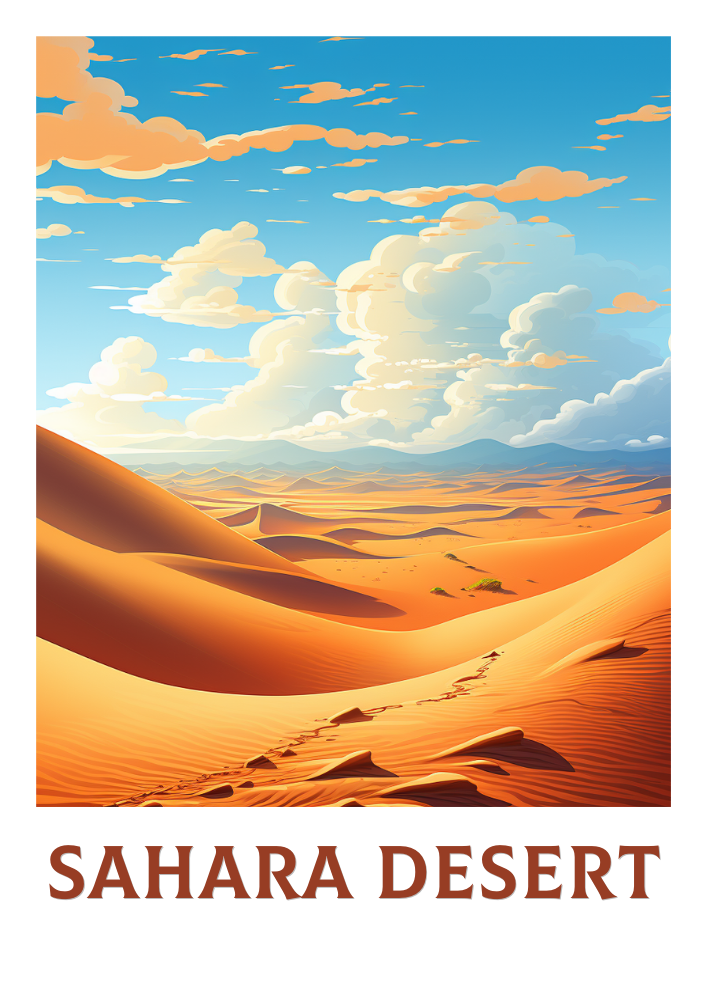 Sahara Travel Poster - Retro Desert Art