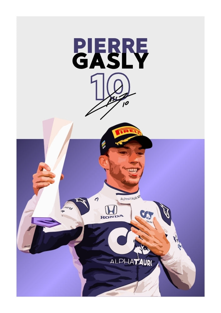 Affiche Pierre Gasly AlphaTauri F1 – Art moderne du sport automobile