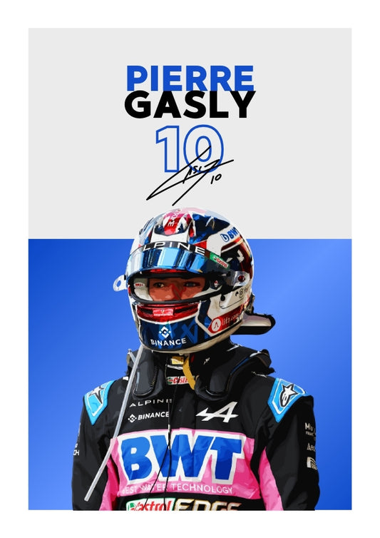 Affiche Pierre Gasly – Décoration murale Formule 1 pour les fans de course