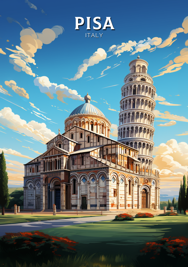 Impression de voyage de la tour de Pise - Œuvre d'art italienne