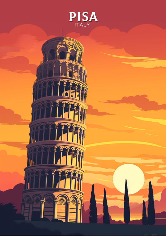 Affiche de voyage de Pise - Illustration d'Italie