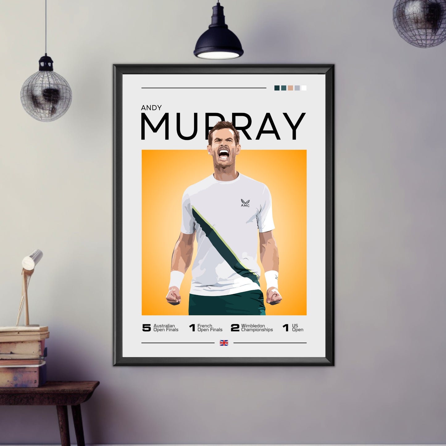 Andy Murray Poster – British Grand Slam Champion Tennis Art Print
