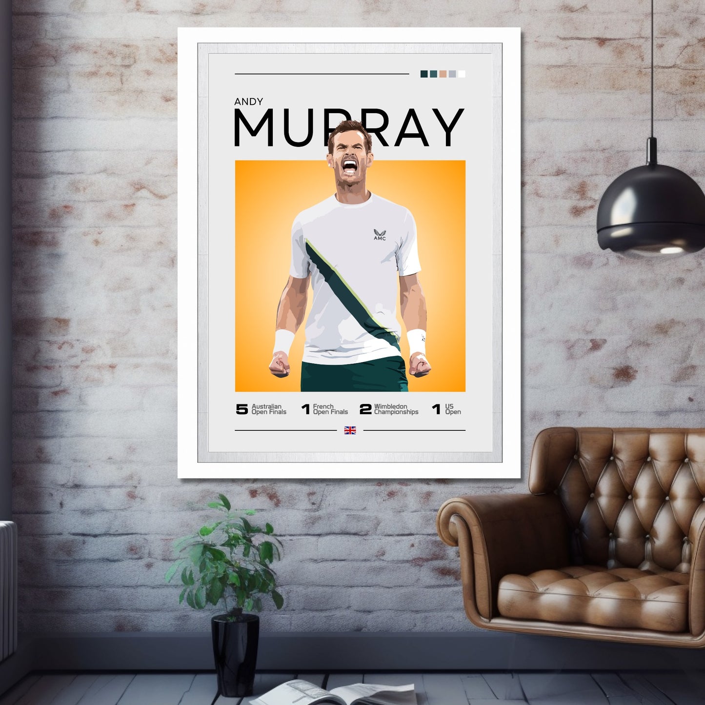 Andy Murray Poster – British Grand Slam Champion Tennis Art Print