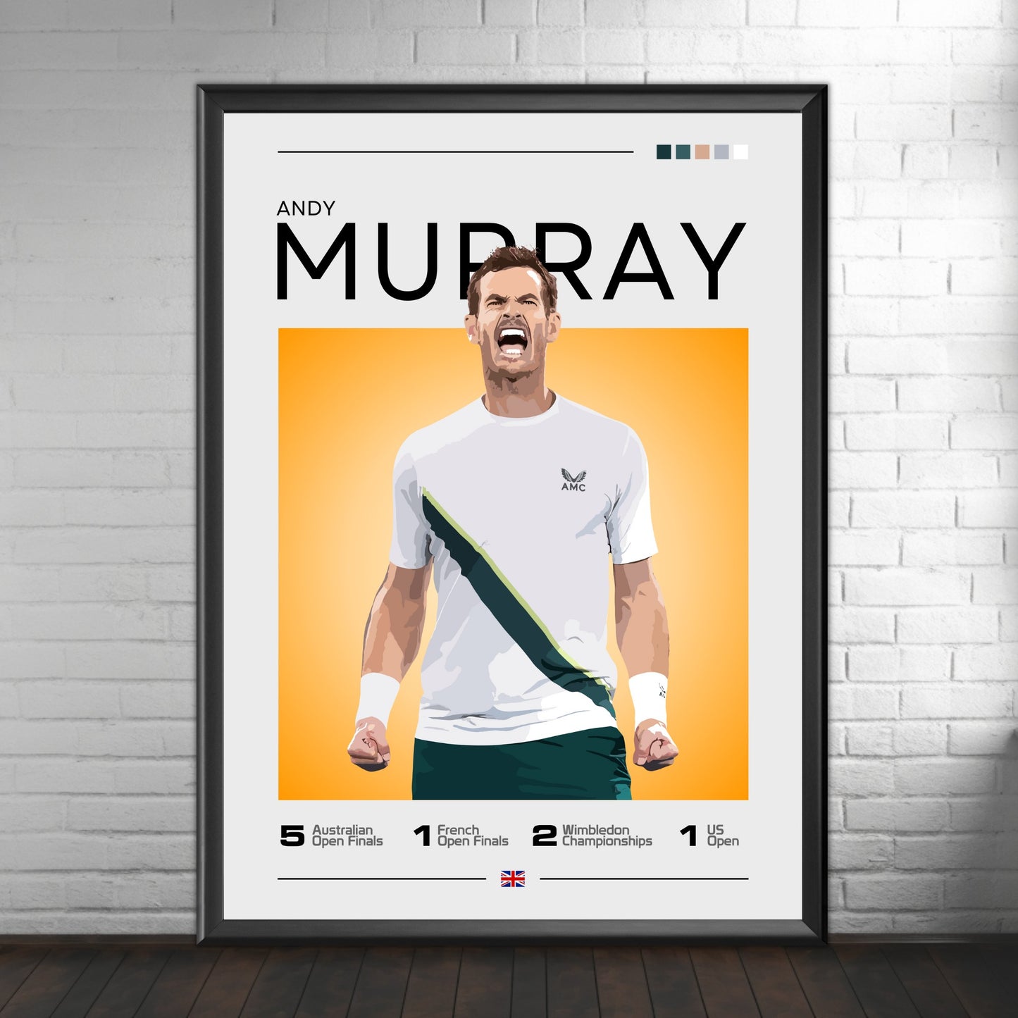 Andy Murray Poster – British Grand Slam Champion Tennis Art Print