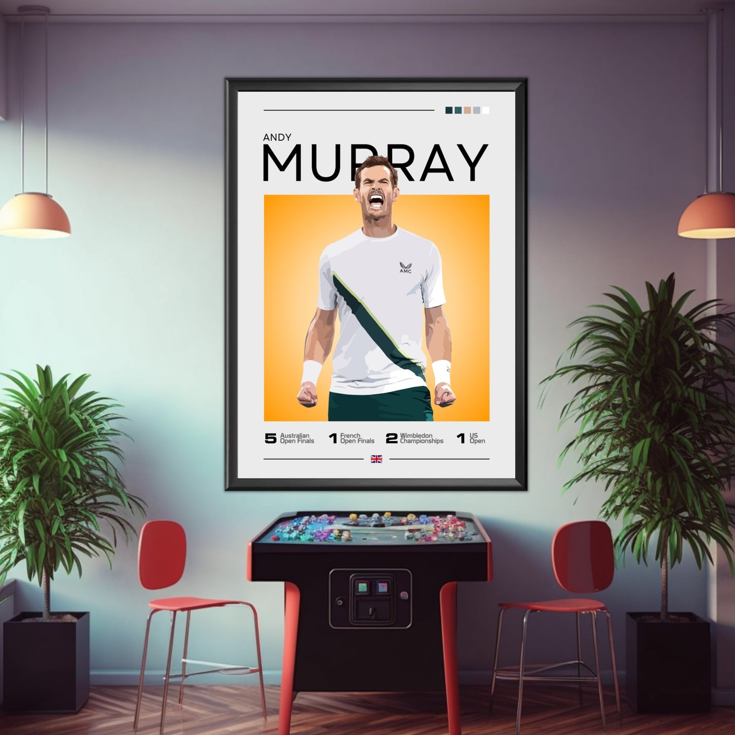 Andy Murray Poster – British Grand Slam Champion Tennis Art Print