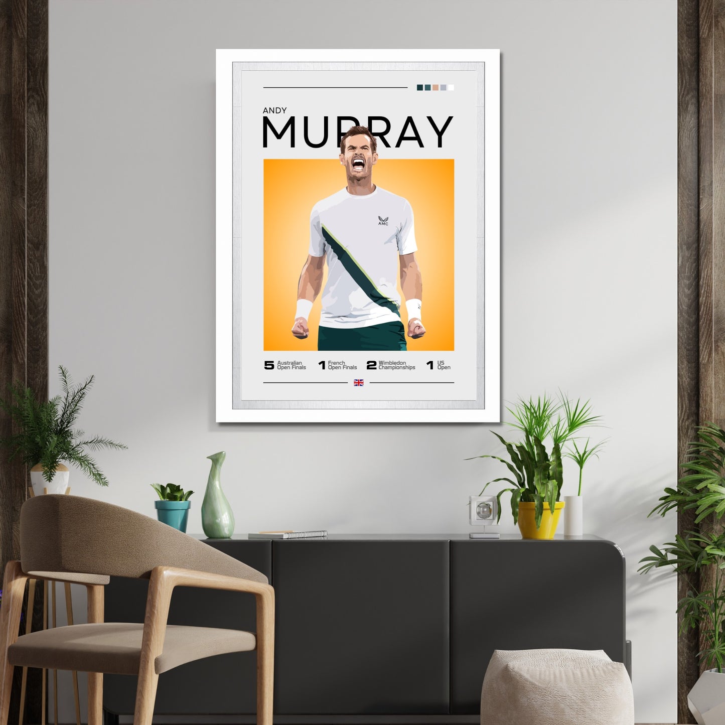 Andy Murray Poster – British Grand Slam Champion Tennis Art Print