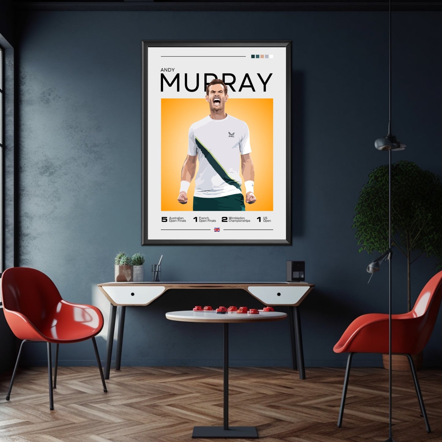 Andy Murray Poster – British Grand Slam Champion Tennis Art Print