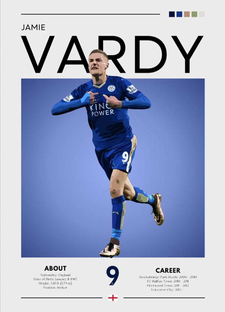 Jamie Vardy Leicester City Poster