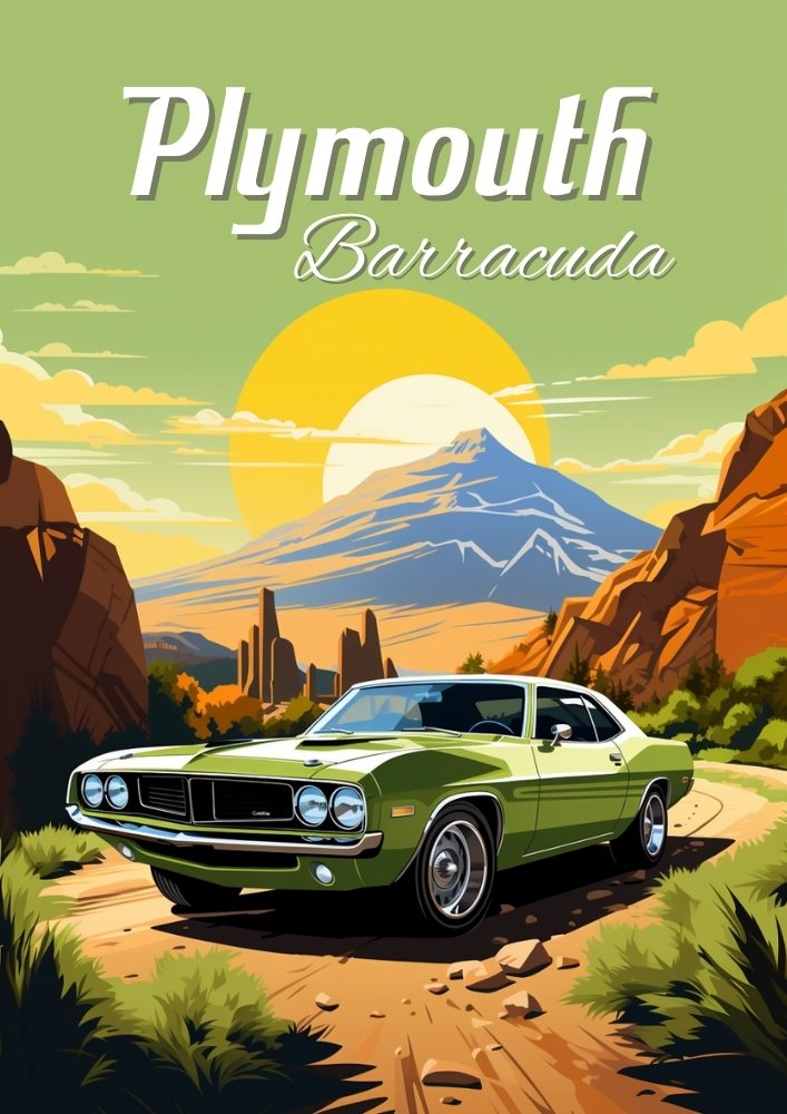1970s Plymouth Barracuda Print – Classic Muscle Car Wall Art Poster