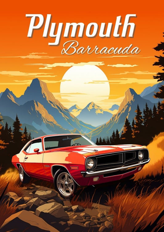 Affiche Plymouth Barracuda – Impression d'art mural classique Muscle Car
