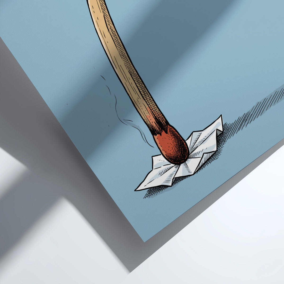 Poster featuring a pole vaulter using a burning matchstick as a vaulting pole