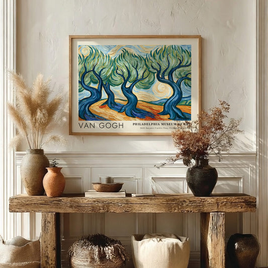 Poppy Field poster featuring vibrant red and green colors in Van Gogh style wall art