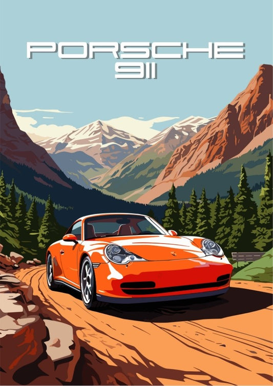 Impression Porsche 911 – Décoration murale de voiture de sport allemande classique des années 2000