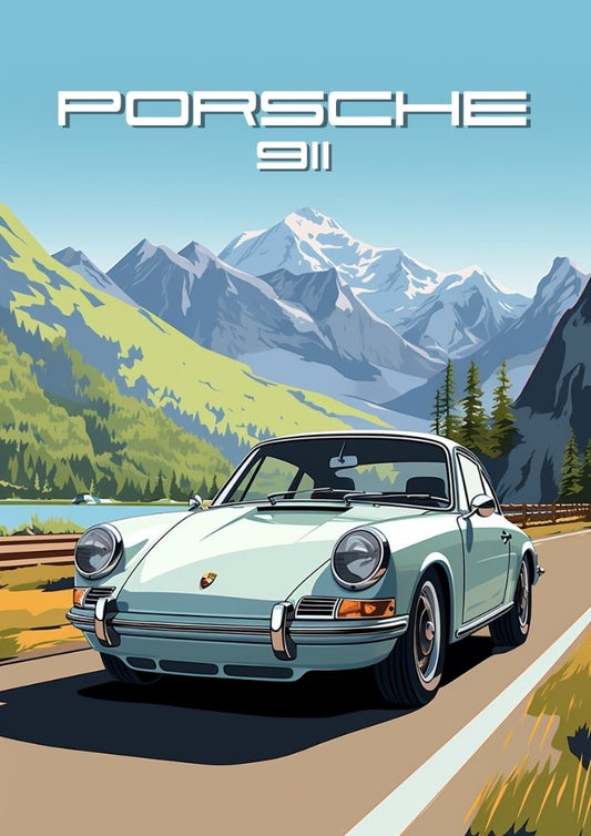 Impression Porsche 911 – Décoration murale classique allemande des années 1960