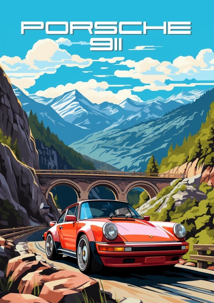Porsche 911 Wall Art – 1980s Classic German Sports Car Print