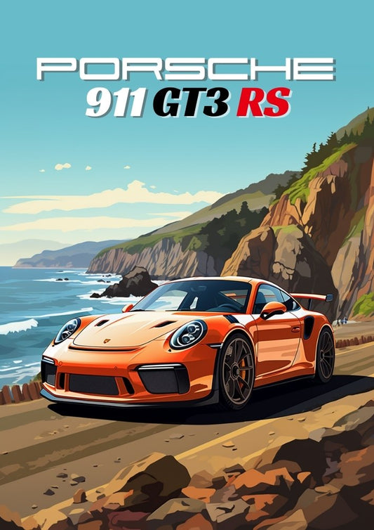 Impression Porsche 911 GT3 RS – Décoration murale représentant une voiture de sport allemande haute performance des années 2010