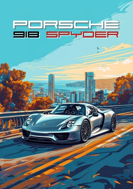 Affiche murale Porsche 918 Spyder – Voiture de sport de luxe