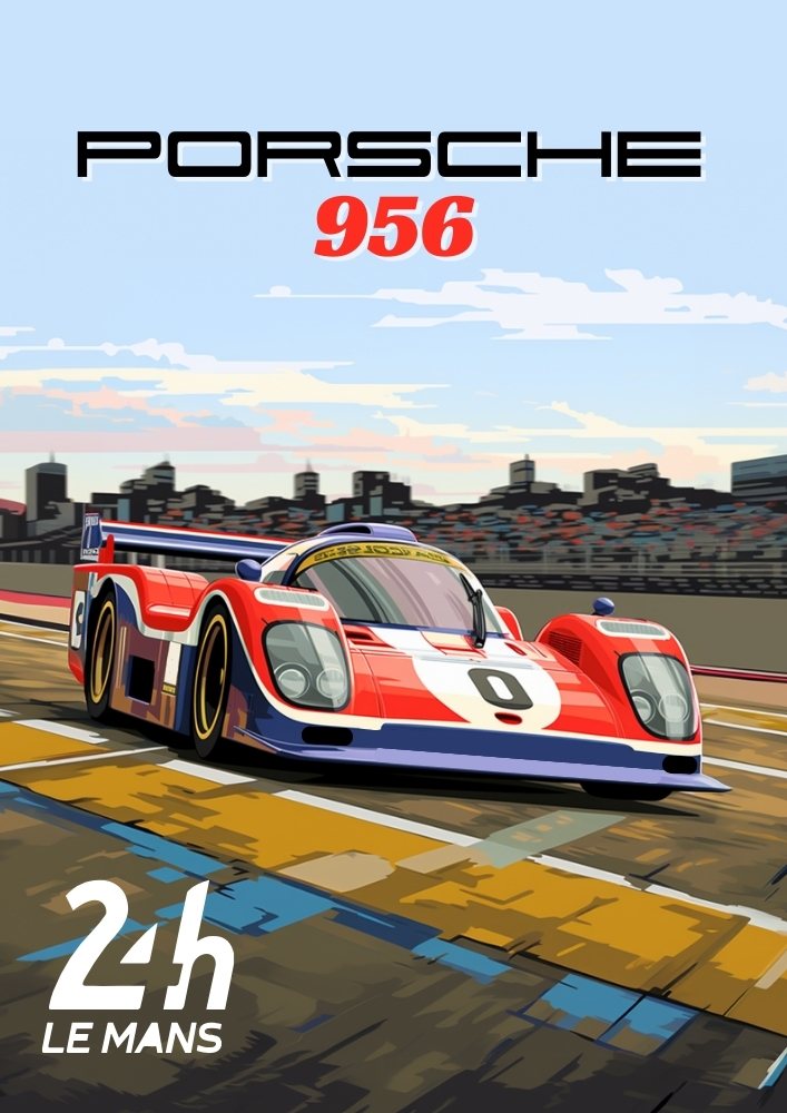 Affiche Porsche 956 – Décoration murale Groupe C des 24 Heures du Mans