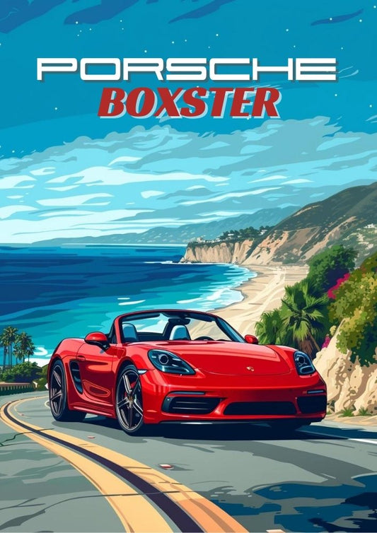 Affiche Porsche Boxster – Décoration murale de voiture de sport allemande moderne des années 2010