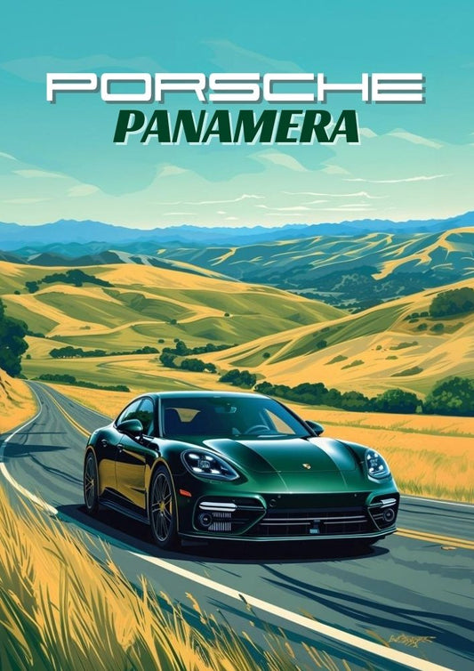 Affiche Porsche Panamera – Décoration murale de luxe allemande moderne des années 2020