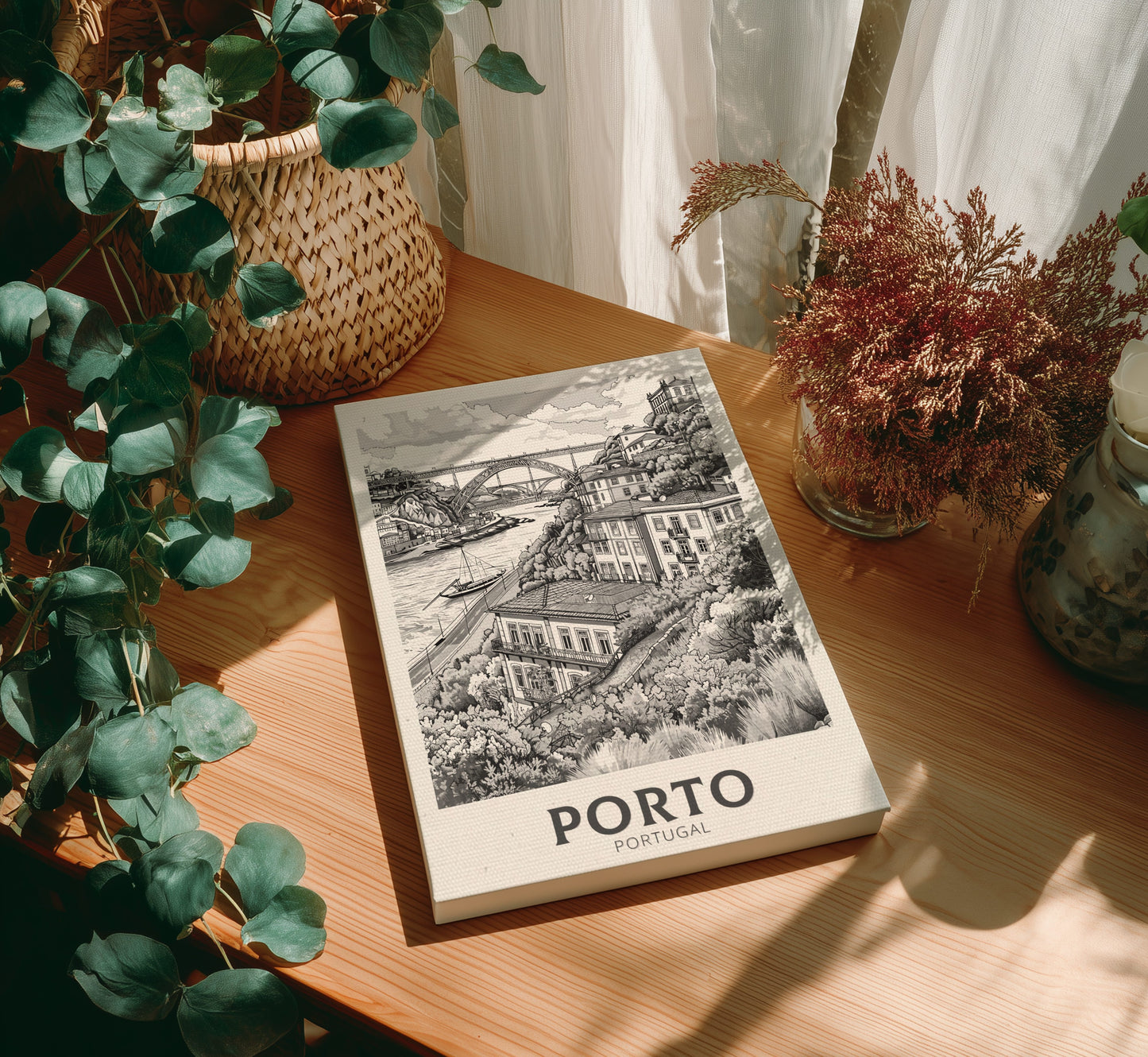 Porto Black and white travel canvas