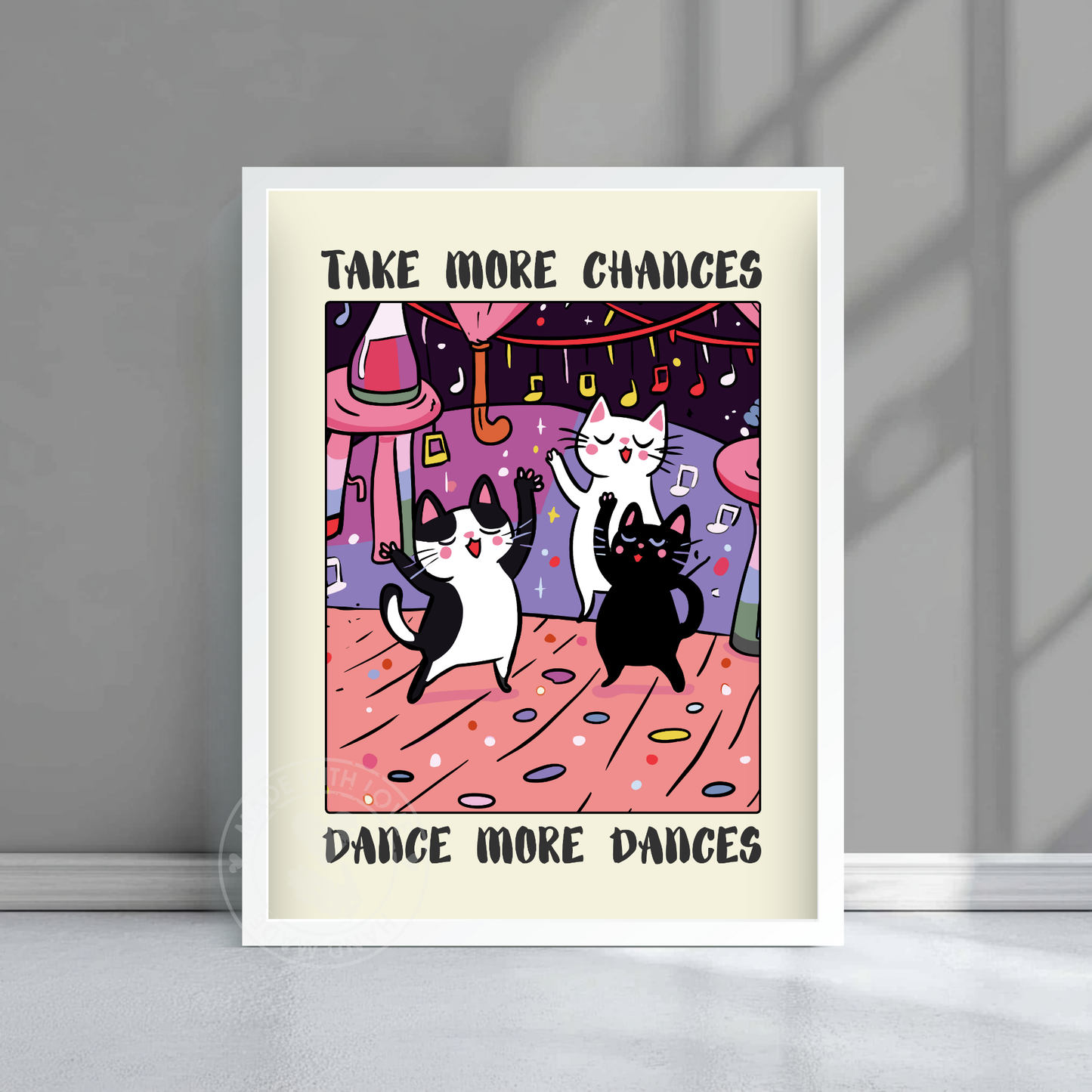 Retro Dancing Cats Wall Print, Vintage Cat Illustration, Trendy Posters, Cute Cats Prints