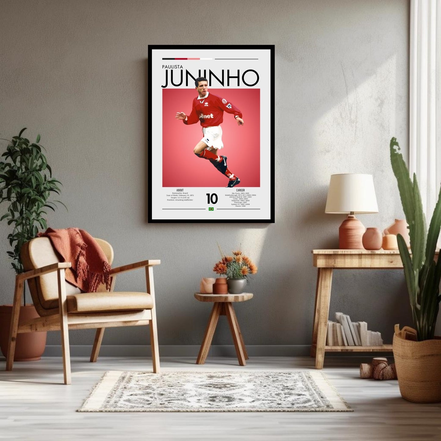 Juninho Paulista Poster - Legendary Brazilian Football Print