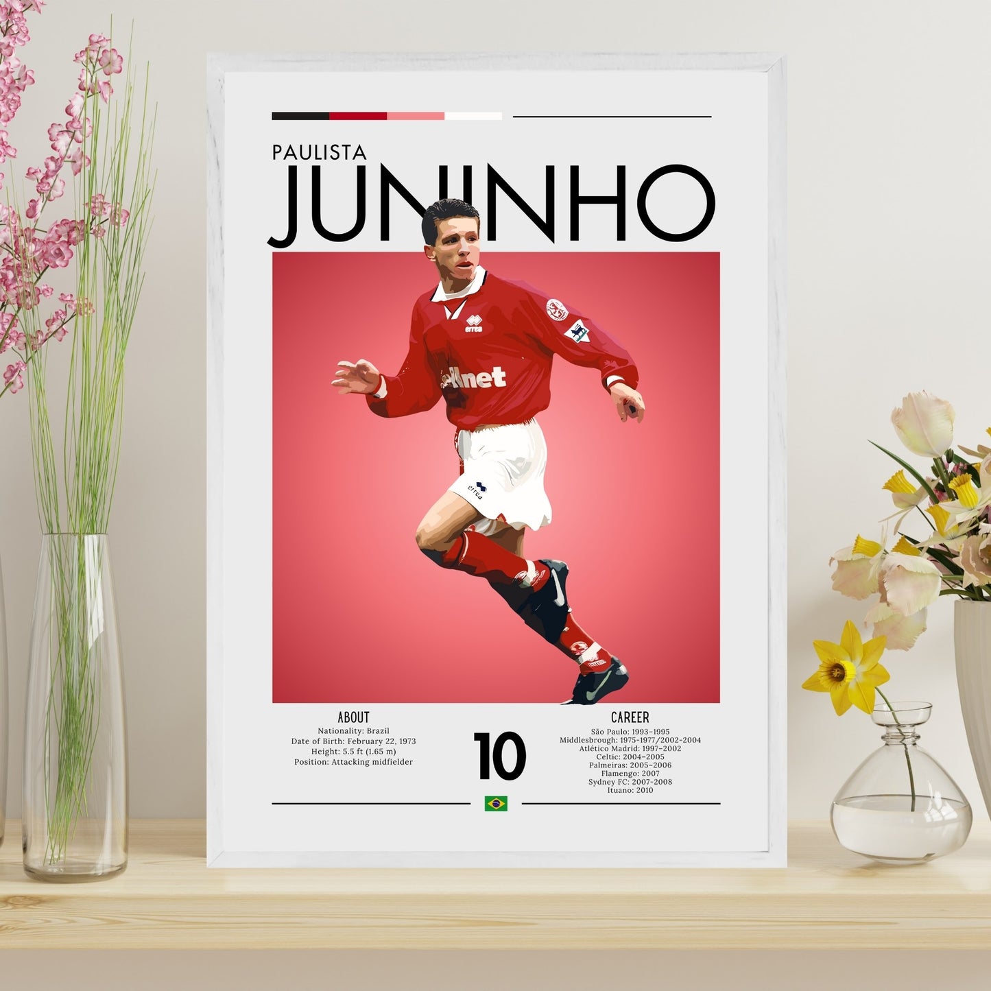 Juninho Paulista Poster - Legendary Brazilian Football Print