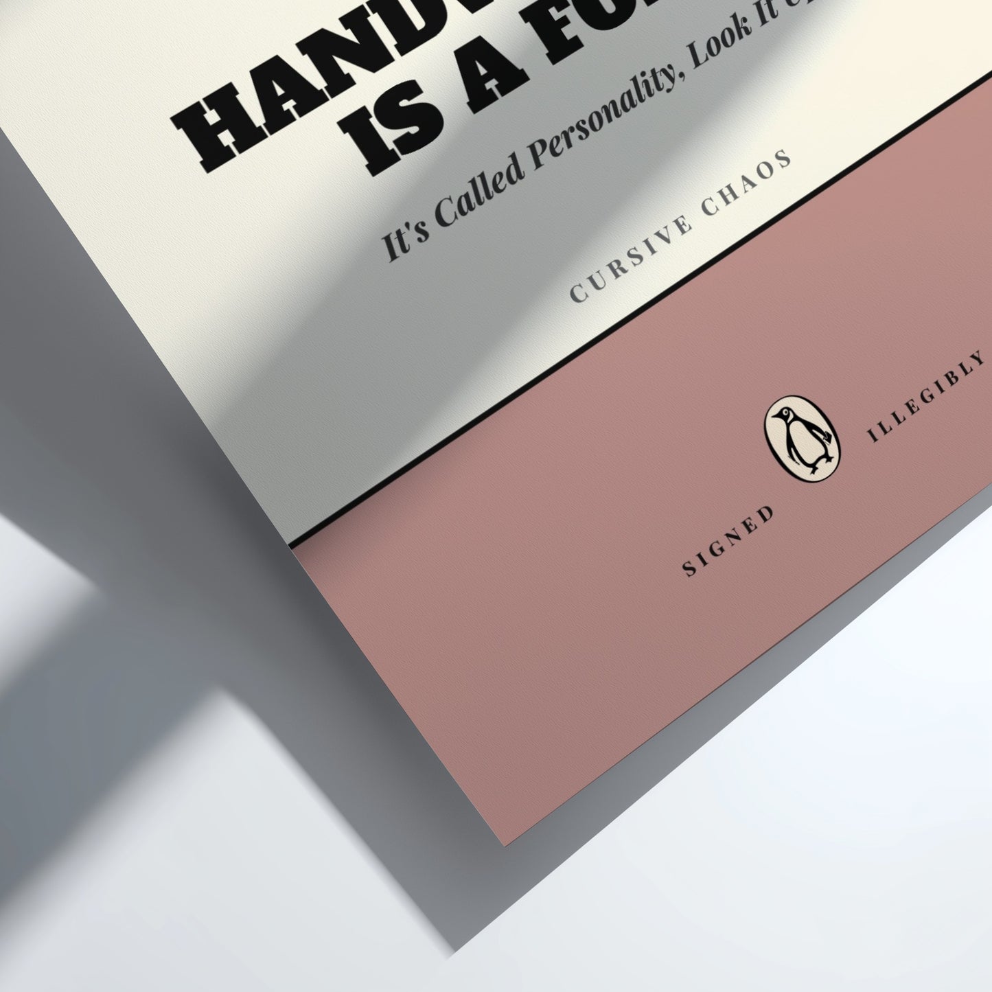 Funny quote poster featuring whimsical illustrations from the Penguins book in vibrant colors and playful