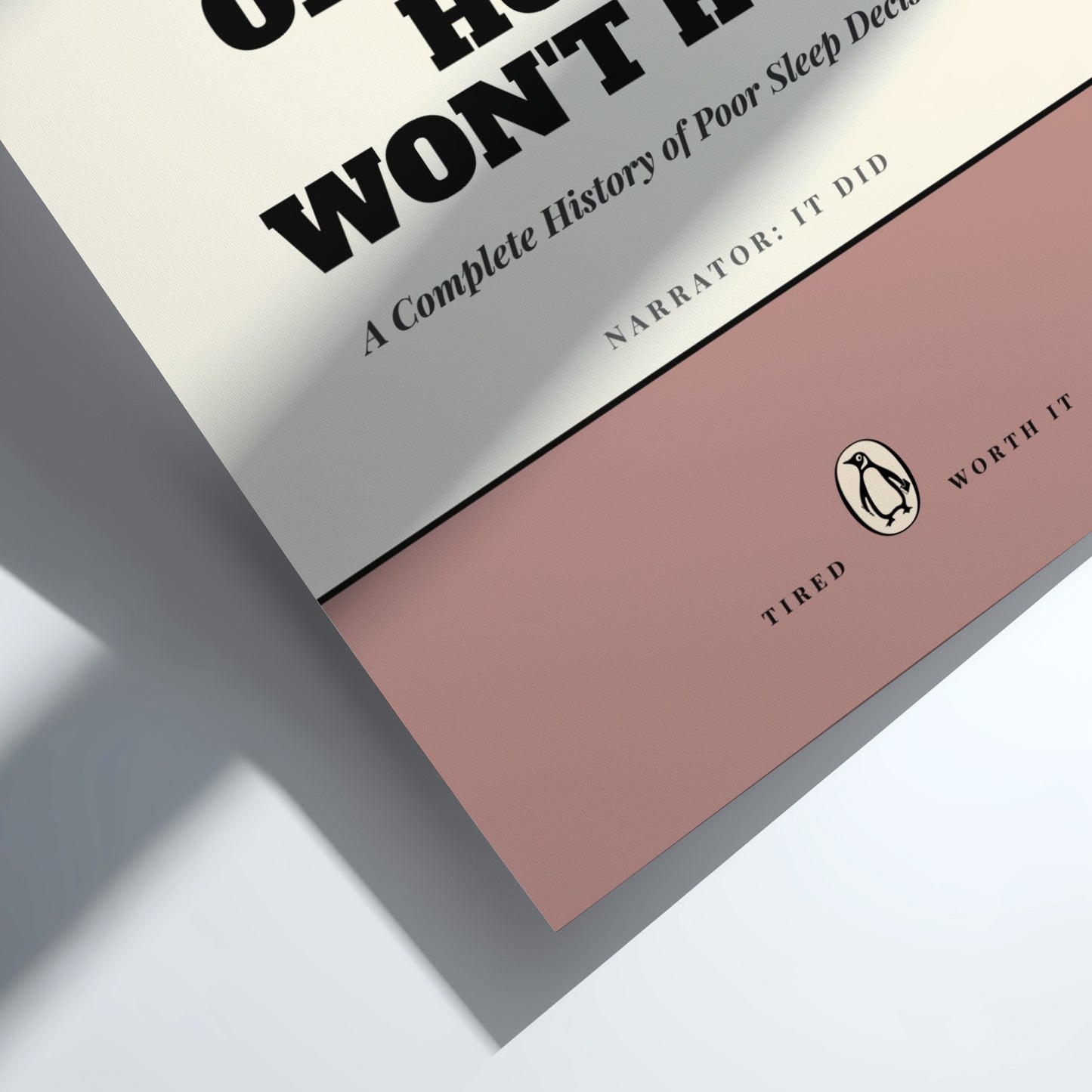 Funny quote poster featuring whimsical illustrations from the Penguins book in vibrant colors and playful