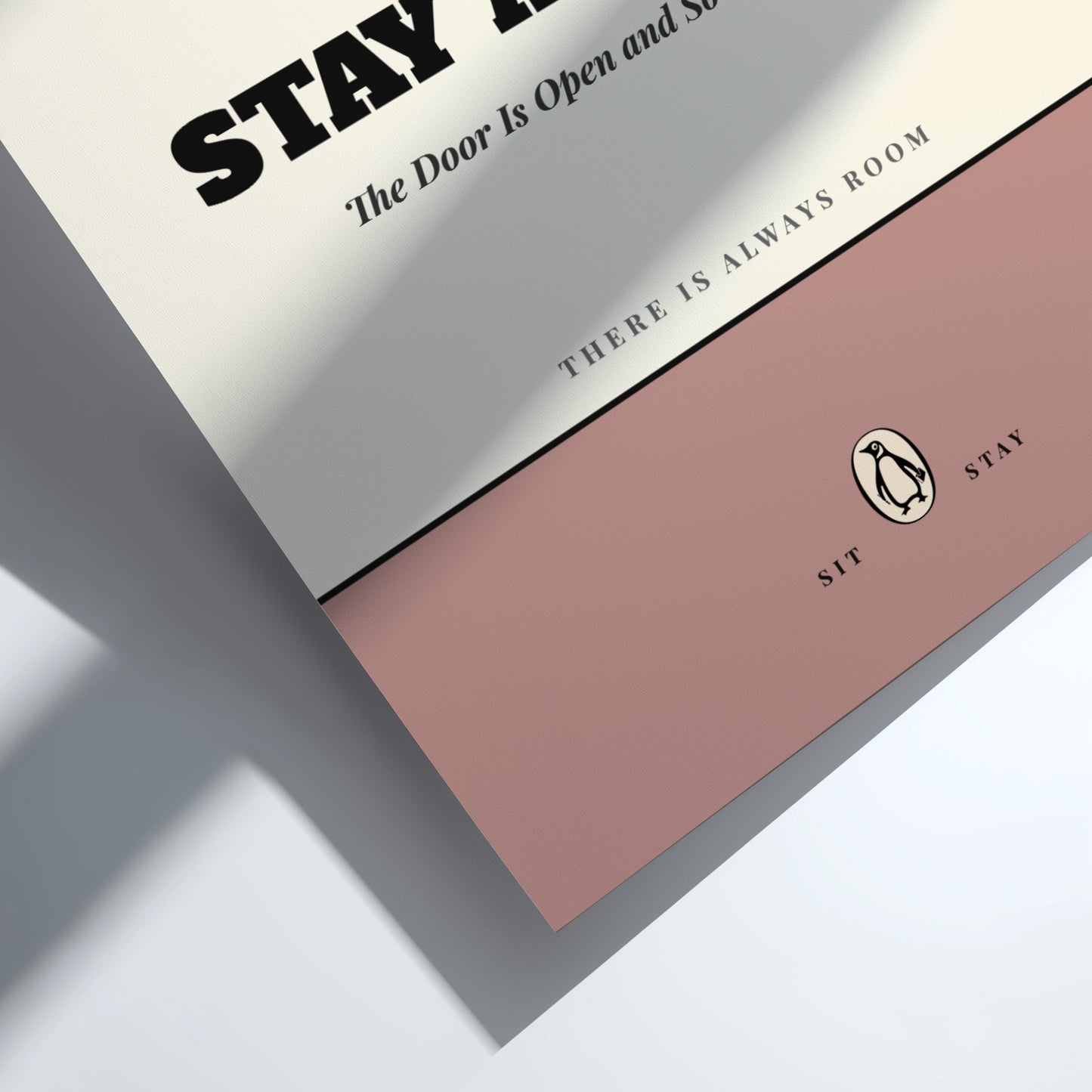 Funny quote poster featuring whimsical illustrations from the Penguins book in vibrant colors and playful