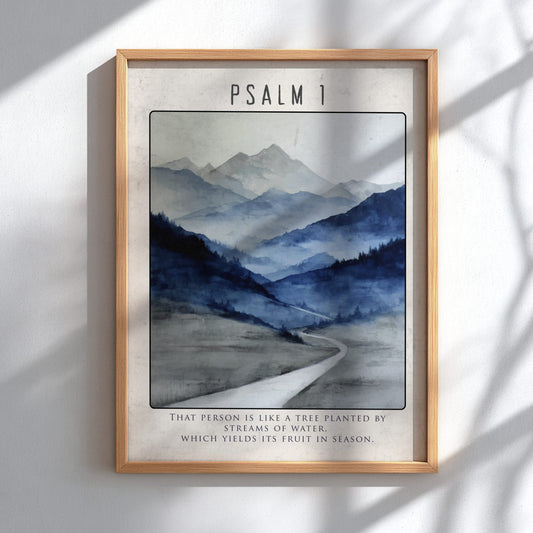 Psalm 1 Bible Verse Poster - The Blessed Life Wall Art
