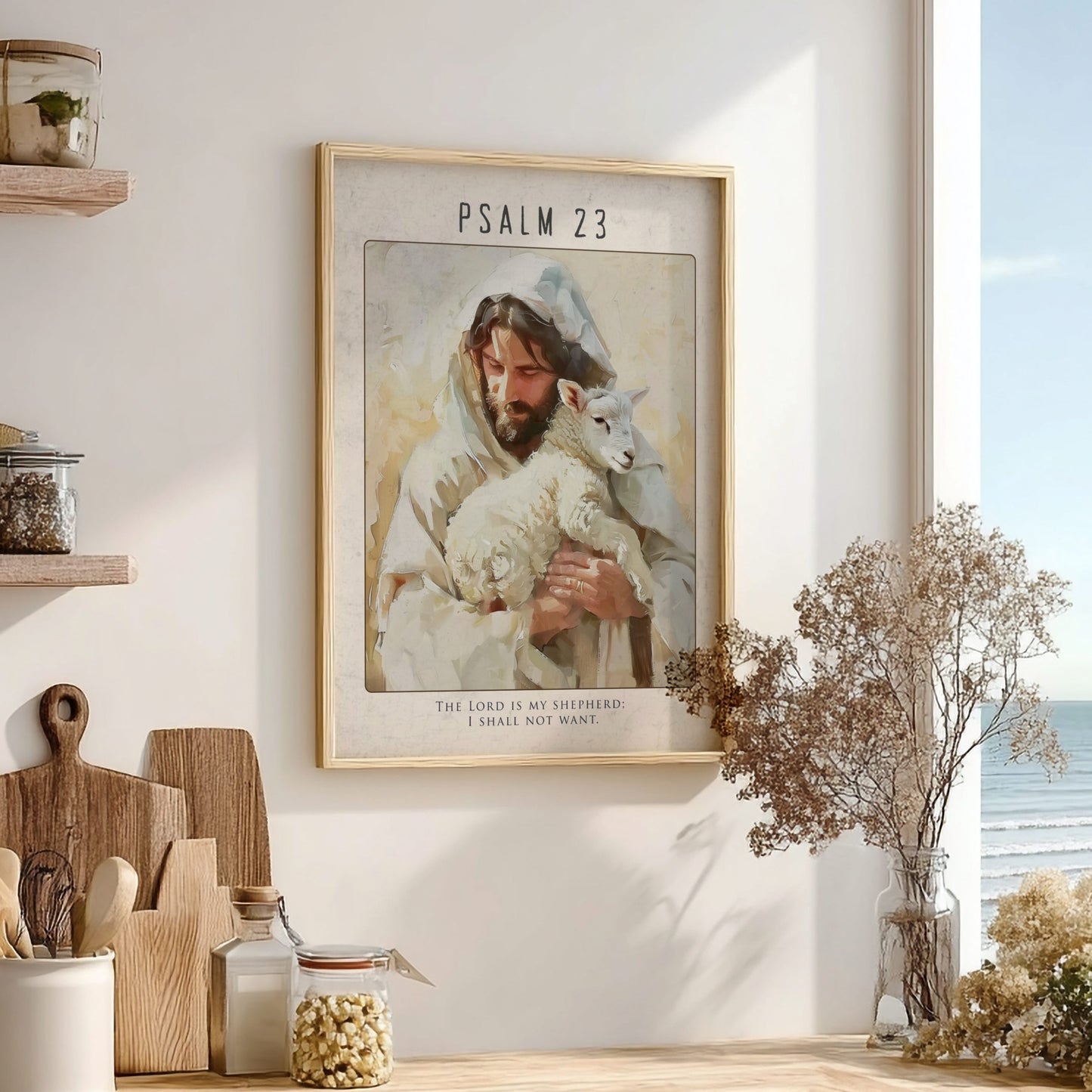 Psalm 23 Bible Verse Poster - The Good Shepherd Wall Art