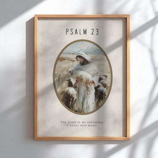 Psalm 23 Scripture Print - "The Good Shepherd" Wall Art