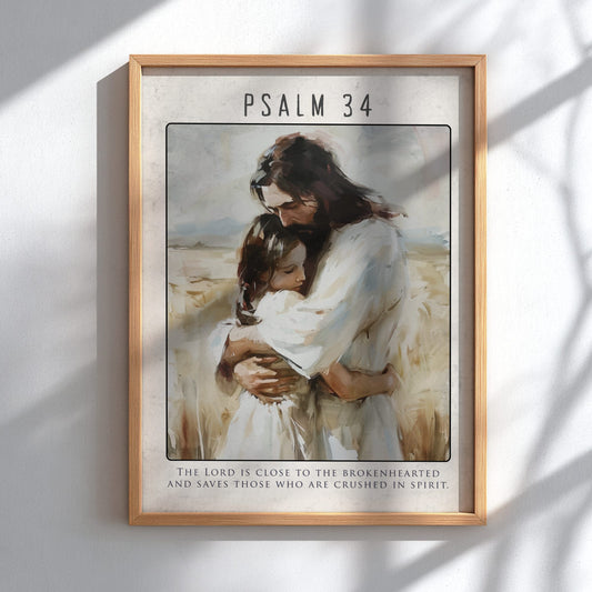 Psalm 34 Scripture Art - "The Lord Answers" Wall Print