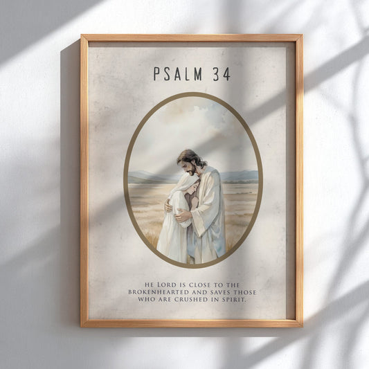 Psalm 34 Scripture Art - "Radiant Faces" Wall Print