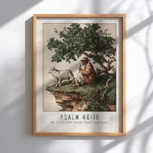 Psalm 46:10 Scripture Art - "Be Still and Know" Wall Print